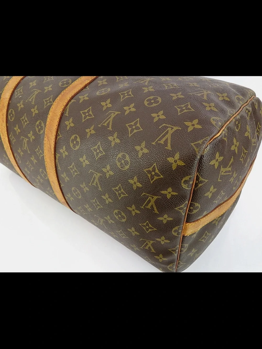 Louis Vuitton Brown Monogram Canvas Duffel with Tan Leather Trim
